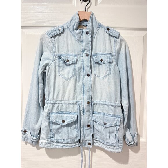 Altar'd State 100% Cotton Denim Utility Field Safari Pockets Military Jacket S - Picture 1 of 14